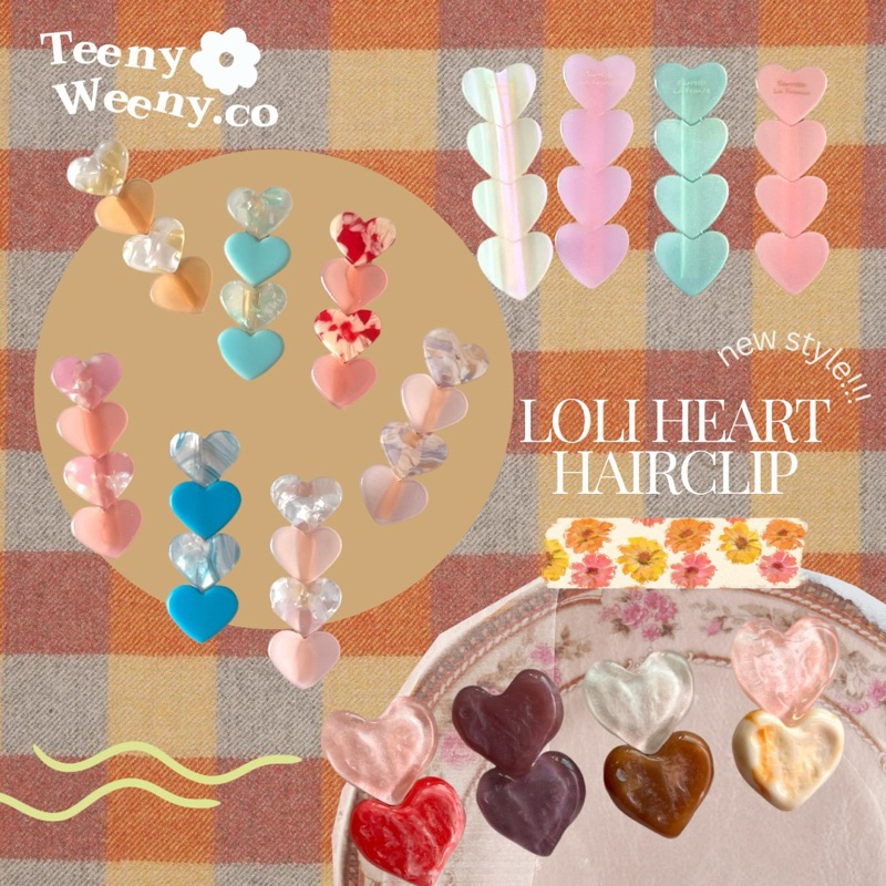 สีเข้าใหม่🧡💖💐 Loli heart hair clipราคาต่อชิ้น 🧡🩷💜กิ๊บติดผม กิ๊บหนีบผมรูปหัวใจ HEART HAIRCLIP ---- Teenyweeny.co พร้อมส่ง
