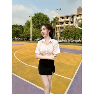 เสื้อนักศึกษาทรงบอย แขนสามเหลี่ยม