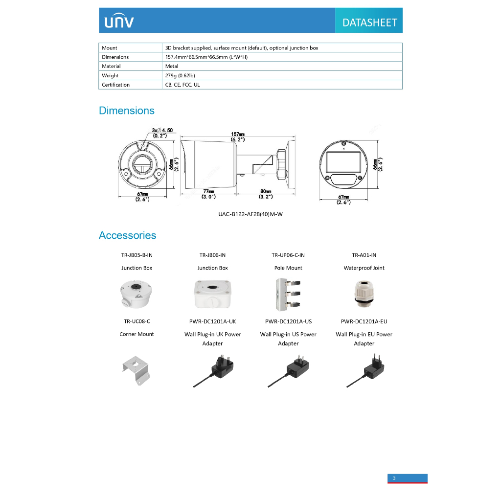 Uniview กล้องวงจรปิด รุ่น UAC-B122-AF40M-W ความละเอียด 2MP กล้อง 4ระบบ มีไมค์ในตัว ภาพสี 24ชม. Analog CCTA เลนส์ (4mm) - รูปที่ 5