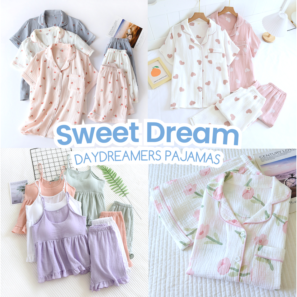 [รวมลาย4] ชุดนอน Daydreamers ชุดนอนผ้าคอตตอนสไตล์เกาหลี ผ้าคอตตอนสาลู ลายน่ารัก ใส่สบาย เบา นุ่ม Free-size