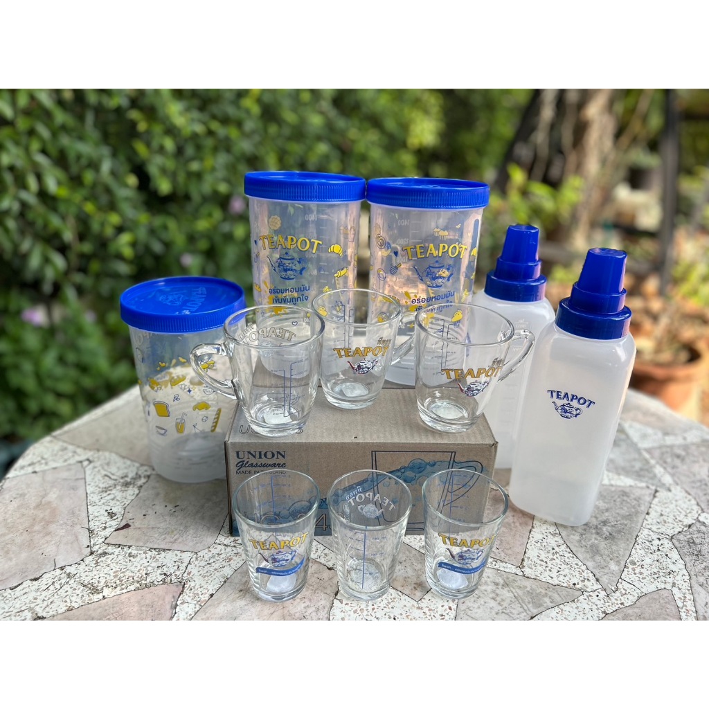 แก้วตวงมีหู ถ้วยชงร้อน  ขวดบีบซอสนม โหลฝาเกลียว T-pot ทีพอท พร้อมส่ง
