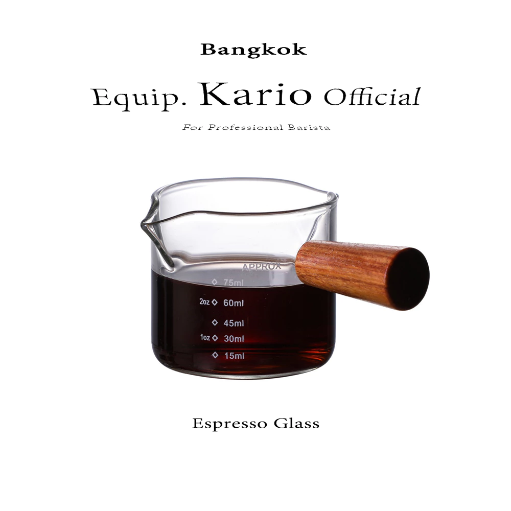จัดส่งทันที | แก้วชอตมีสเกล แก้วชงกาแฟ แก้วตวง ถ้วยตวง แก้วช็อตกาแฟเอสเปรสโซ่ ด้ามจับไม้ Espresso Wooden Handle Cup