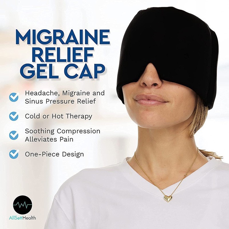 Migraine Relief Hat อุปกรณ์สวมศีรษะประคบน้ำแข็ง ประคบร้อนและเย็น เจลปิดตา หมวกบำบัดไมเกรน