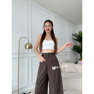 (XS-3XL )🌷 กางเกงขายาวเอวสูง ขากว้าง (รุ่นกระเป๋าแปะ) ทรงสวย พรางหุ่น 🦋