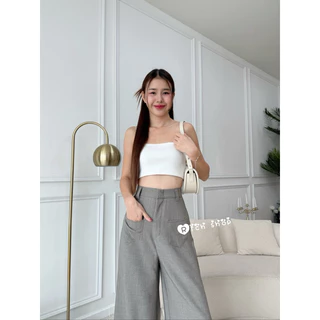 (XS-3XL )🌷 กางเกงขายาวเอวสูง ขากว้าง (รุ่นกระเป๋าแปะ) ทรงสวย พรางหุ่น 🦋
