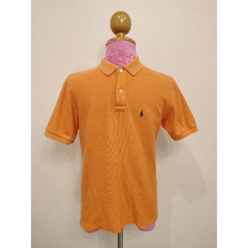 Ralph Lauren Brand_2nd hand เสื้อโปโลแขนสั้นสีส้ม วัสดุผ้าฝ้าย💯%/ Size M/ แท้มือสองกระสอบนำเข้าจากญีปุ่น Japan 🇯🇵