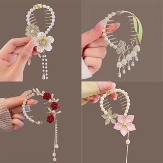 [พร้อมส่งจากไทย] กิ๊บติดผมดอกไม้พู่มุก เทรนด์สไตล์เกาหลี กิ๊บหางม้าสูง คุณภาพสูง มีหลายสีให้เลือก