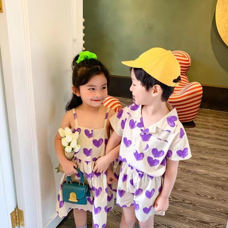 พร้อมส่ง ชุดคู่พี่น้อง ซัมเมอร์ต้องมีนะจ๊ะ ใส่คู่กันสวยน่ารัก ทั้ง 2 สี ขนาด : 100 - 150