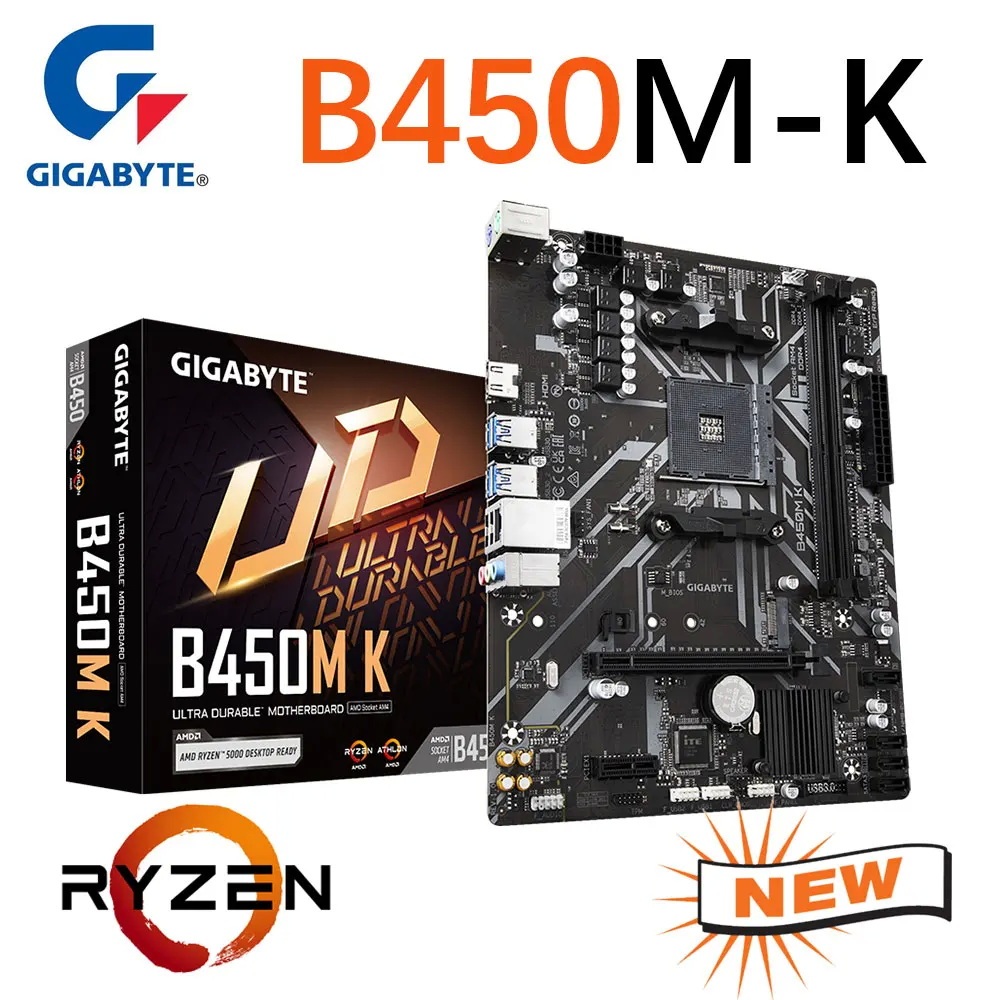 MAINBOARD (เมนบอร์ด) AM4 GIGABYTE B450M K  ประกัน 3 ปี