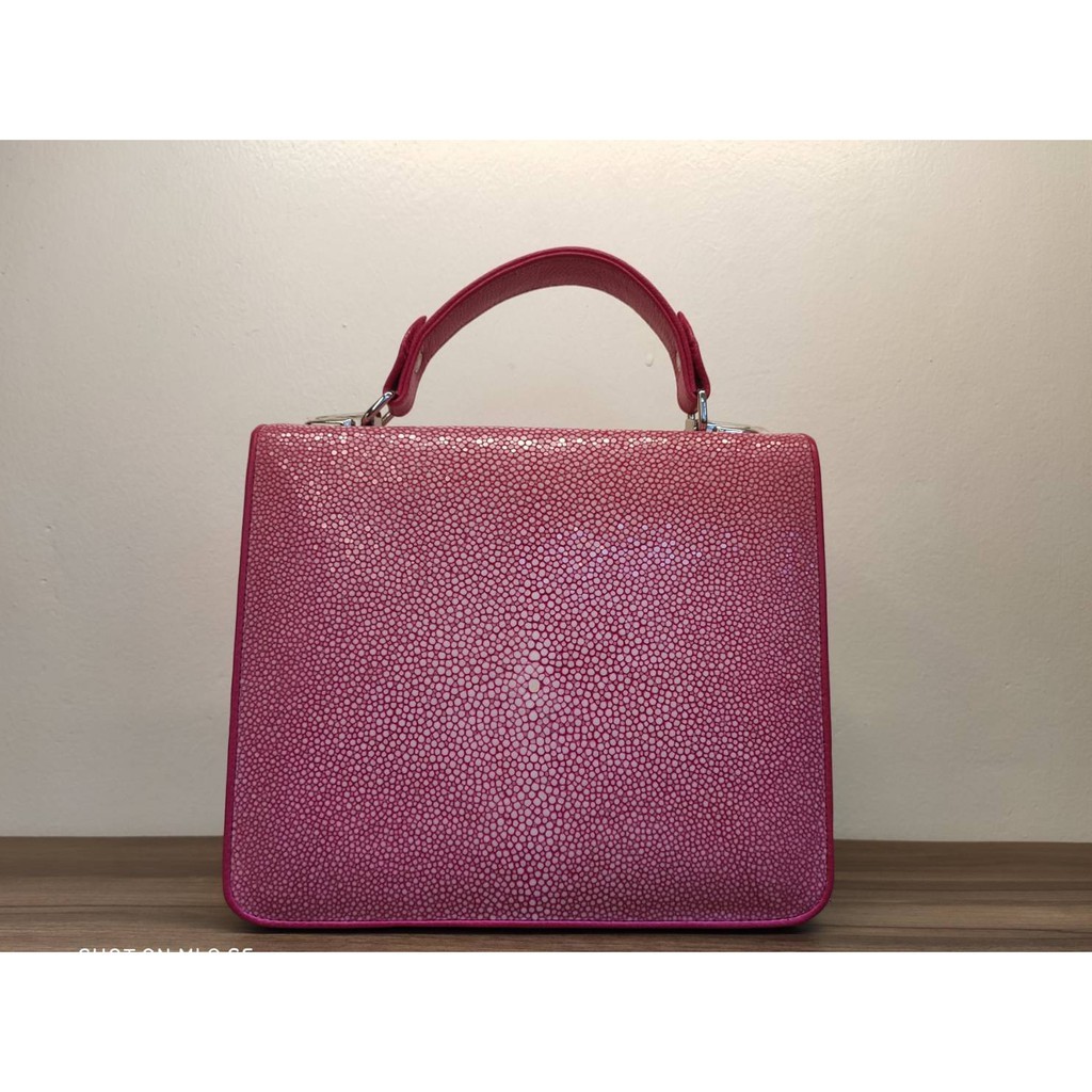 Prang Stingray Leather Top Handle Bag Lady Bag กระเป๋าถือสตรี หนังปลากระเบน S-LB-0041พื้น-K
