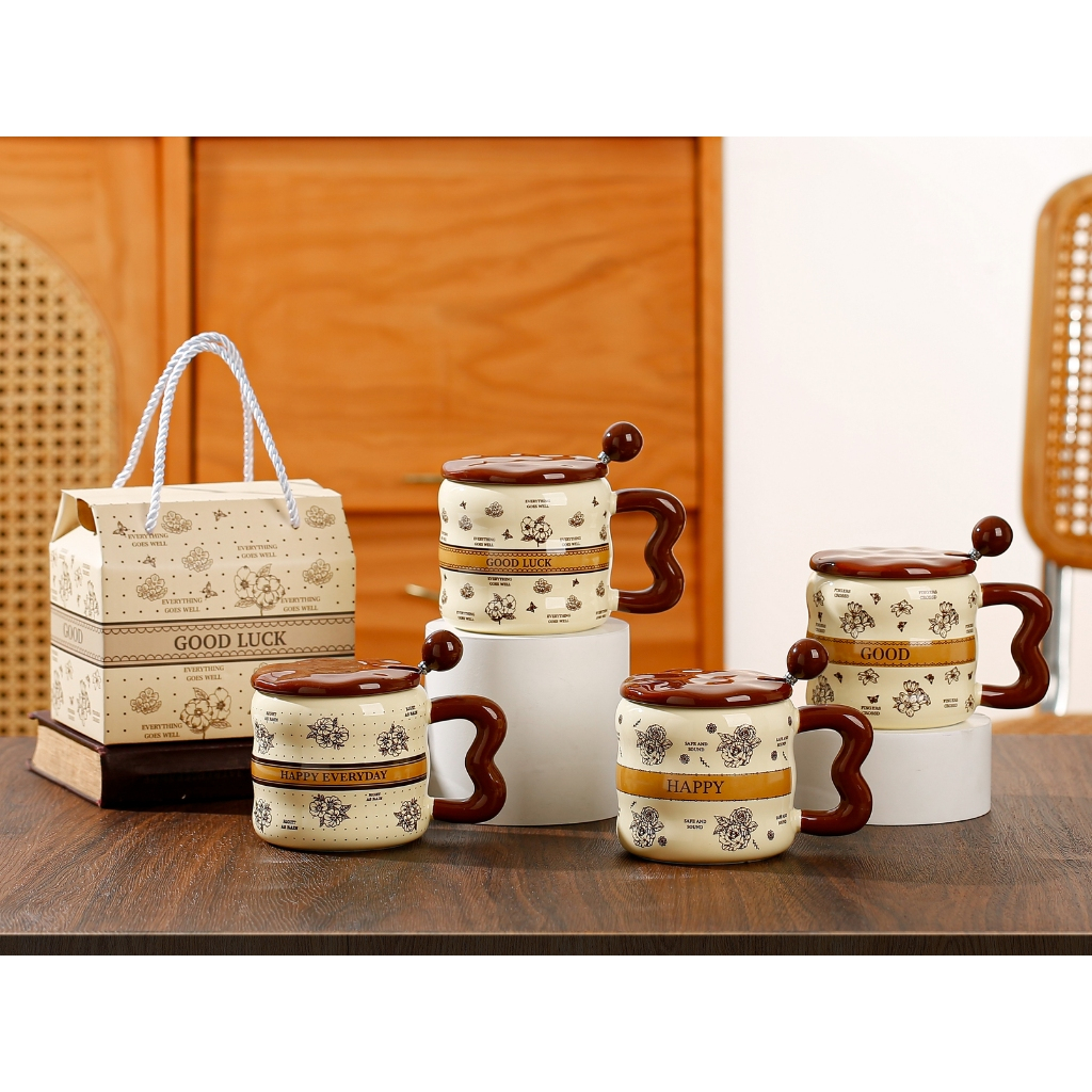 เซตแก้วกาแฟ ลายแห่งความโชคดี มีกล่องของขวัญให้ ราคาดี สวยดูแพง