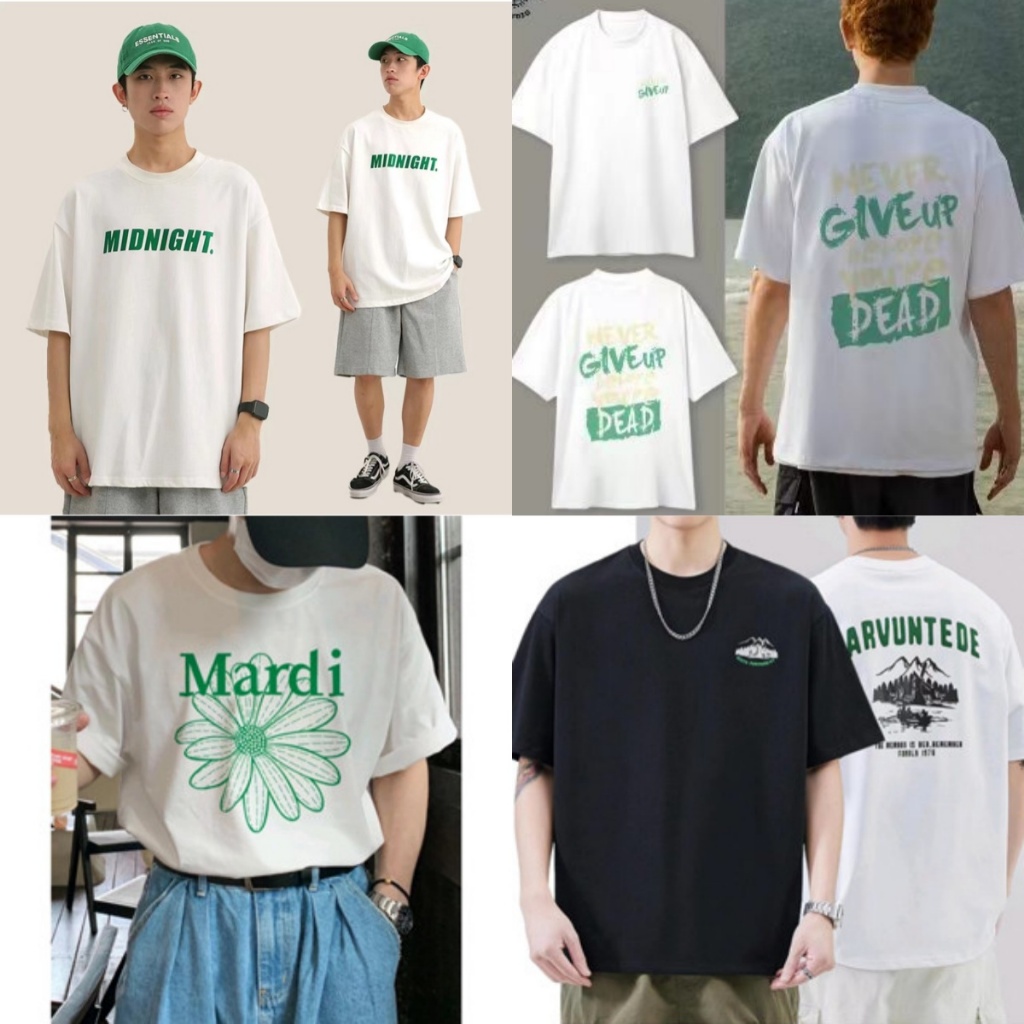 Basiพร้อมส่ง! เสื้อยืดผู้ชาย คอกลมแขนสั้นoversize ผ้าคอตตอนแบบนิ่ม ใส่สบาย ไม่ยืดไม่ย้วย แฟชั่นสไตล์เกาหลี ลายพิมพ์สวย