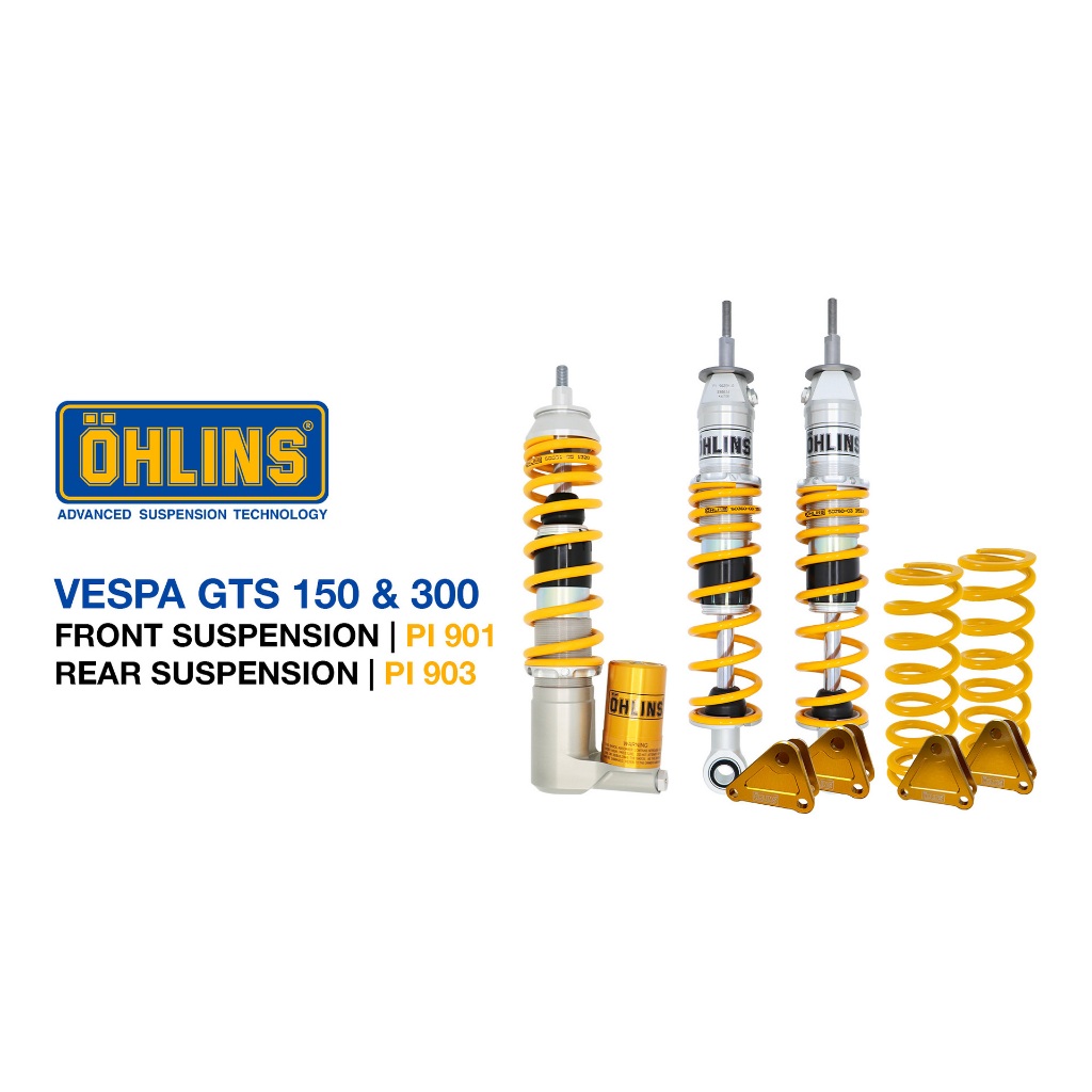 โช๊คอัพ Ohlins Vespa GTS 2023 โช๊คหน้า Ohlins PI401 -โช๊คหลัง Ohlins PI903