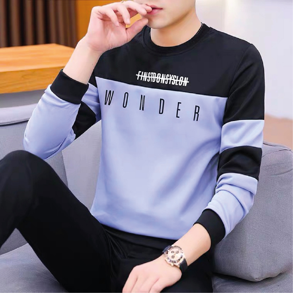 Fเสื้อแขนยาวผู้ชายW เสื้อกันหนาวแขนยาวพิมพ์ลายสําหรับผู้ชาย / 429-431