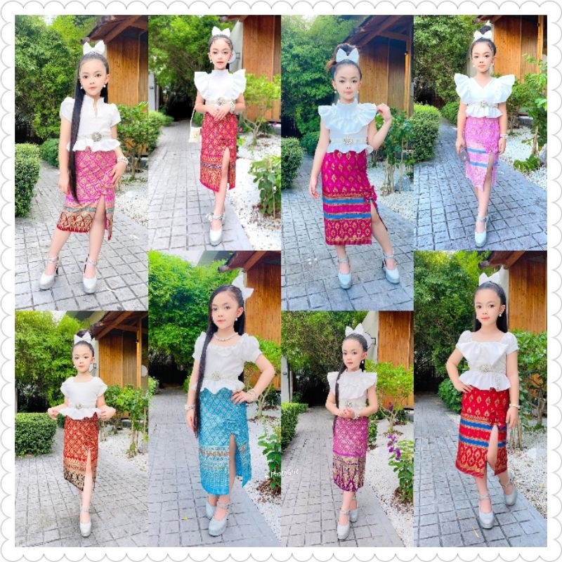 ชุดไทยเด็กผู้หญิงแบบกระโปรงพร้อมส่ง#kaew