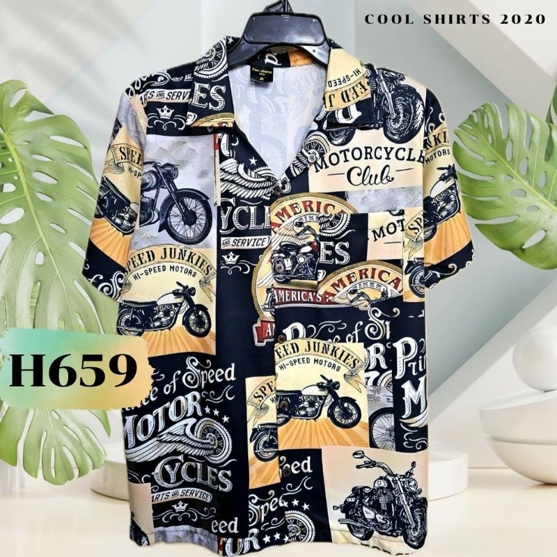 เสื้อฮาวาย ผ้าไหมอิตาลี ฮาเลย์ H659