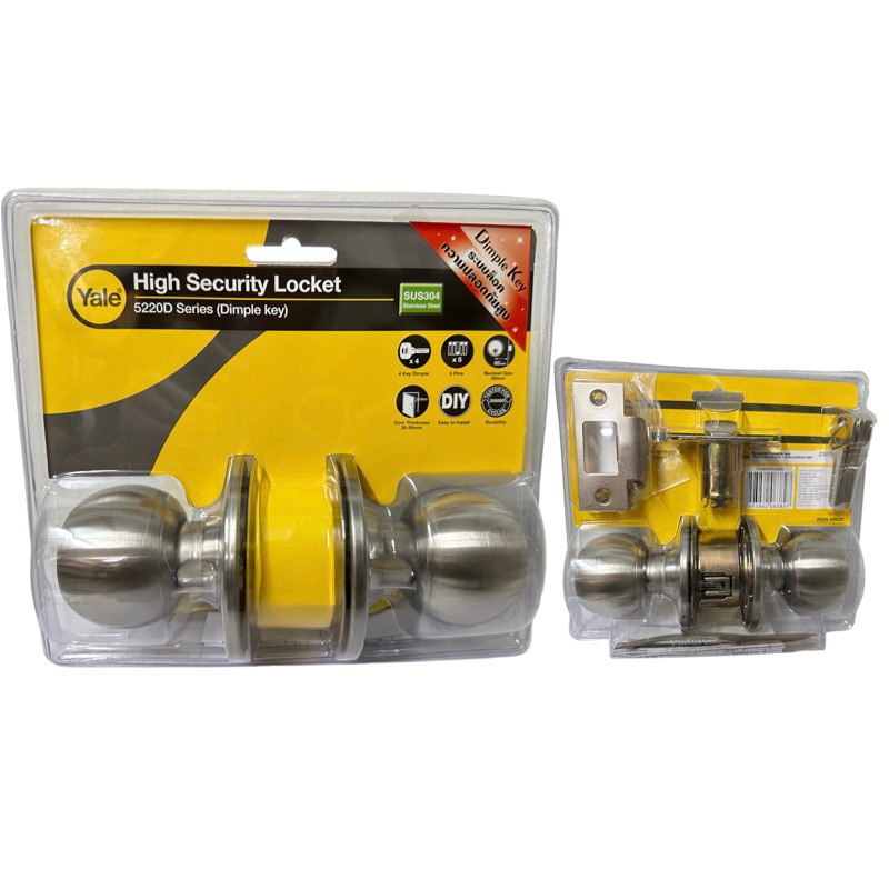 ลูกบิดประตูสแตนเลส YALE VCA5227DUS32D ลูกกุญแจแบบพิเศษ Dimple lock