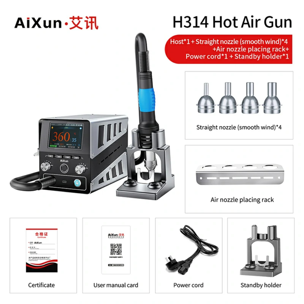 H314 1400W Smart Hot Air Gun Heating Intelligent Rework Station For SMD BGA Repair