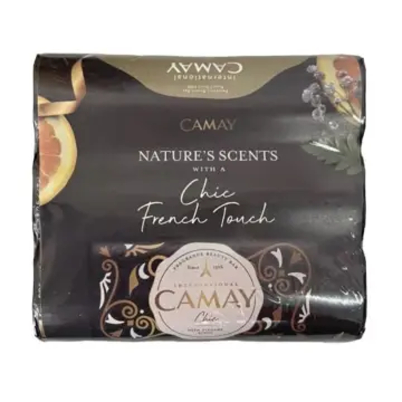 Camay Chic Bar Soap คาเมย์ สบู่ก้อน สูตรชิคสีดำ 125g. x 3ก้อน