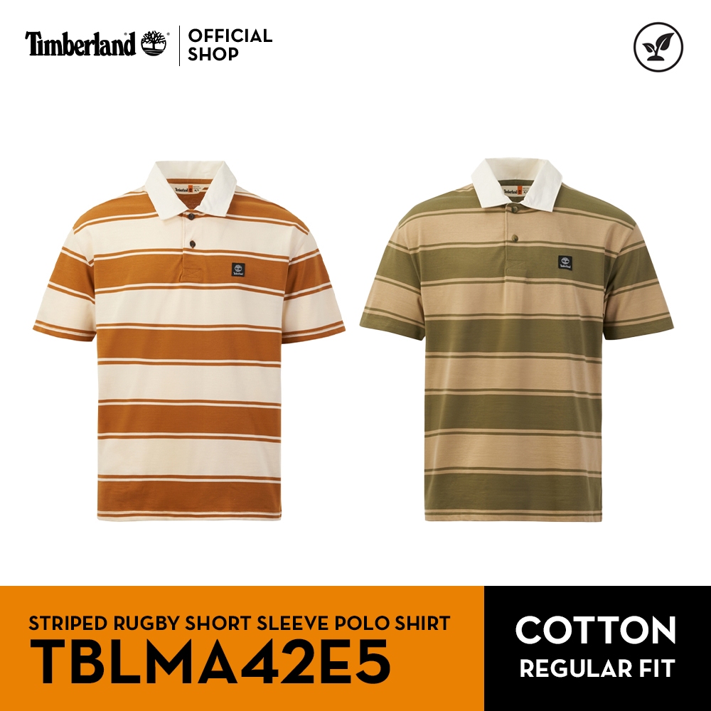 Timberland Men's Striped Rugby Short Sleeve Polo Shirt เสื้อโปโล (TBLMA42E5)