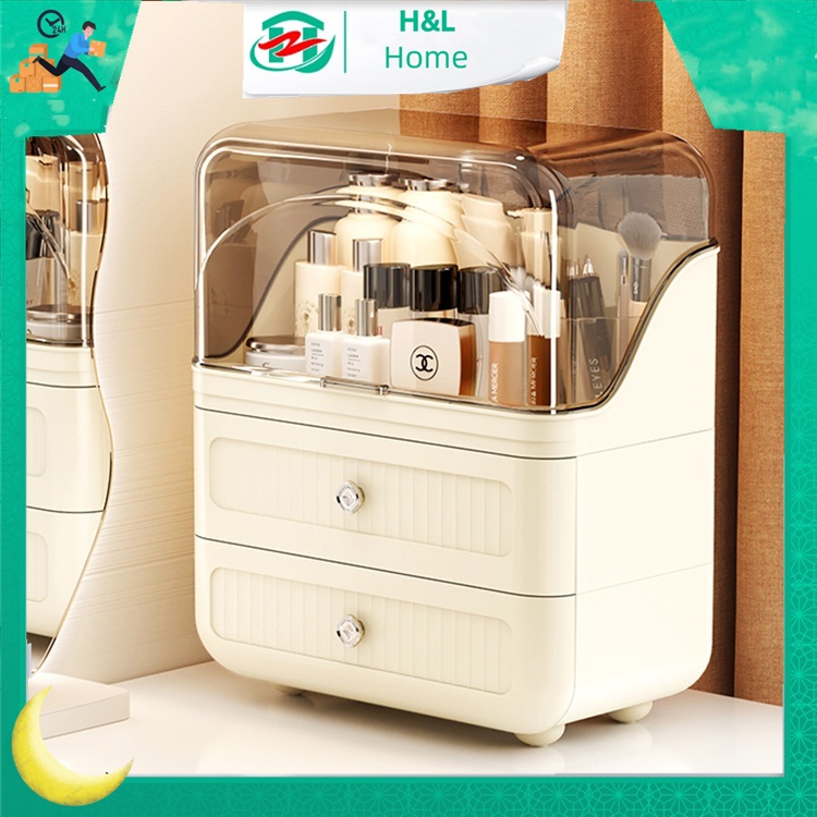 【H&L】กล่องเก็บเครื่องสําอางใสพร้อมลิ้นชักกล่องลิ้นชักเครื่องสําอางตเครื่องสําอาง องกันฝุ่น ใส่เครื่องสําอาง