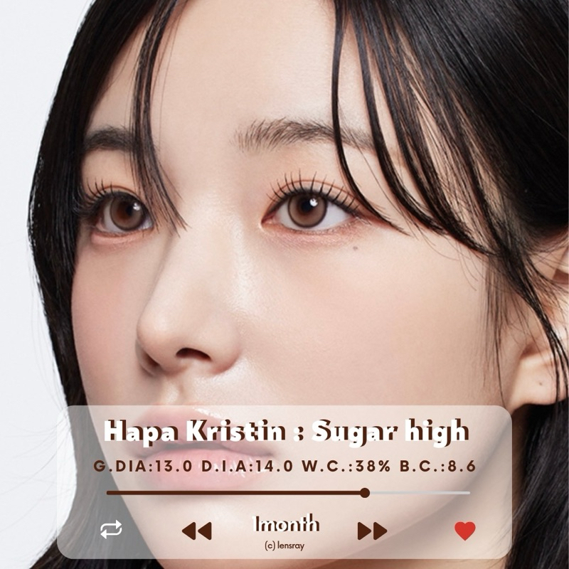 (รายเดือน) Hapa Kristin Sugar high สี beige คอนแทคเลนส์พร้อมส่ง มีสายตาปกติ/ค่าสายตา