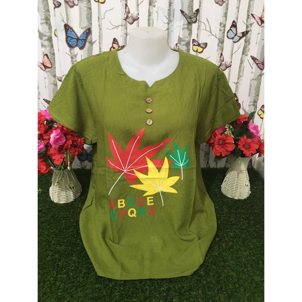 เสื้อผ้าสปัน เสื้อแขนสั่น รอบอก 38-44นิ้ว สาวอวบ ลายดอก รุ่น001