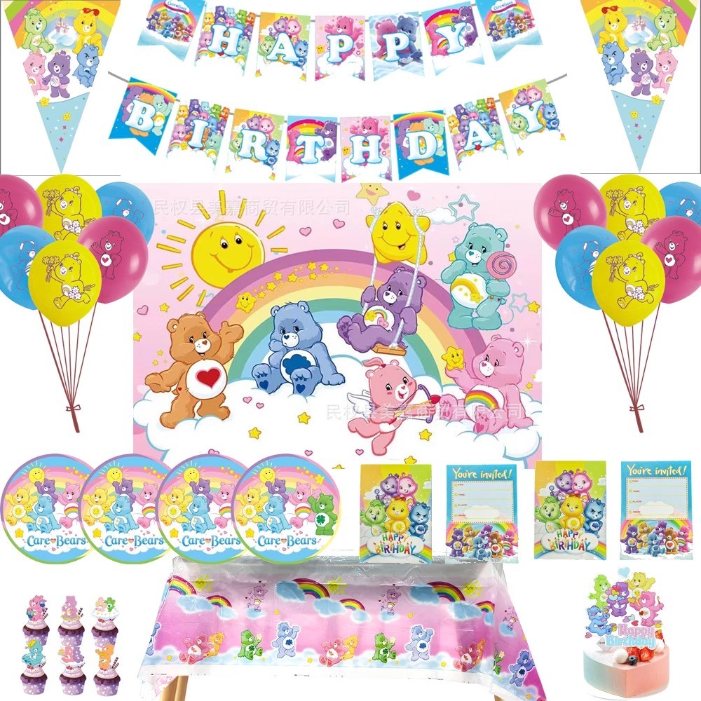 ป้ายปักเค้ก หมี แคร์แบร์ Care Bears เซ็ตชุดที่ตกแต่งธีมปาร์ตี้เก อุปกรณ์ตกแต่งเค้ก ปาร์ตี้วันเกิดเด็ก พร้อมส่งในไทย