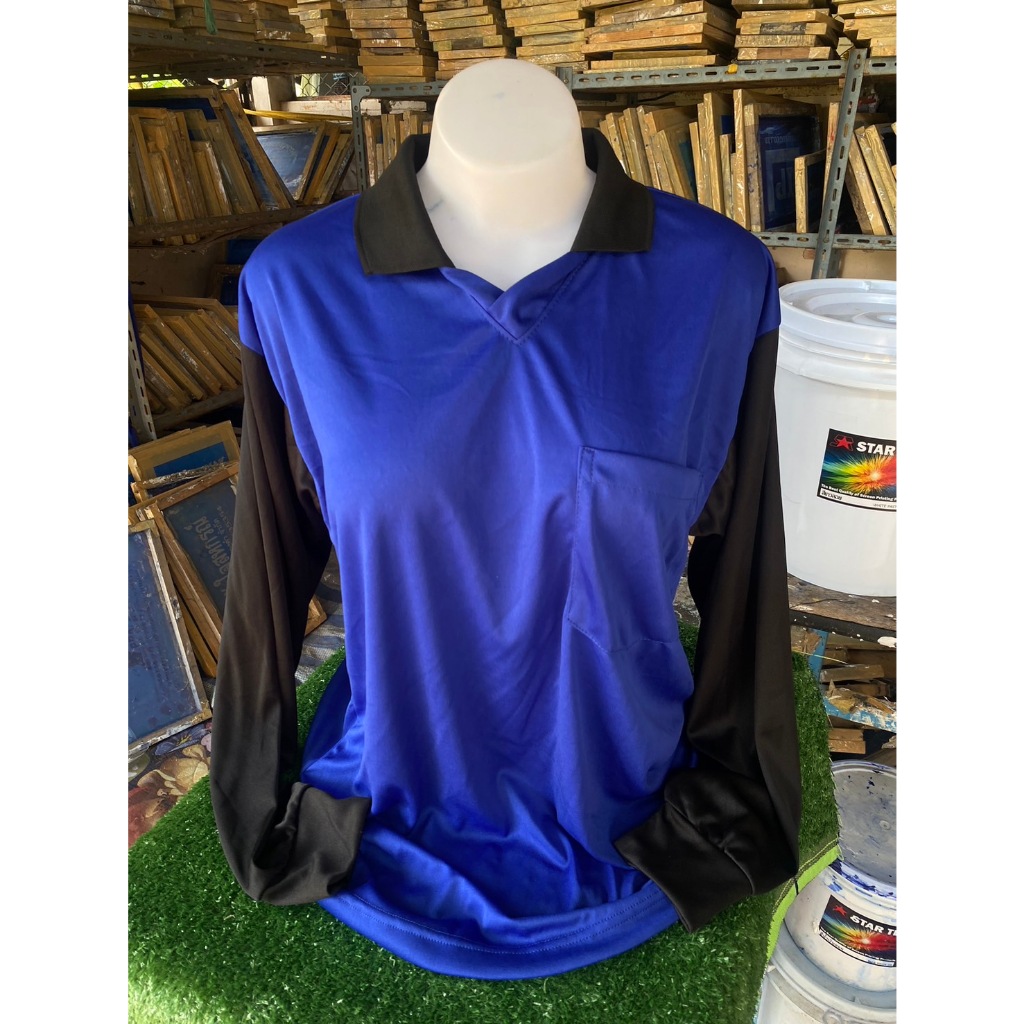 เสื้อคนงานไส่ทำการเกษตรงานก่อสร้างแขนยาวคอวีมีปก ฟรีไซร์XL รอบอก44-46นิ้ว เนื้อผ้ากีฬาไส่สบาย