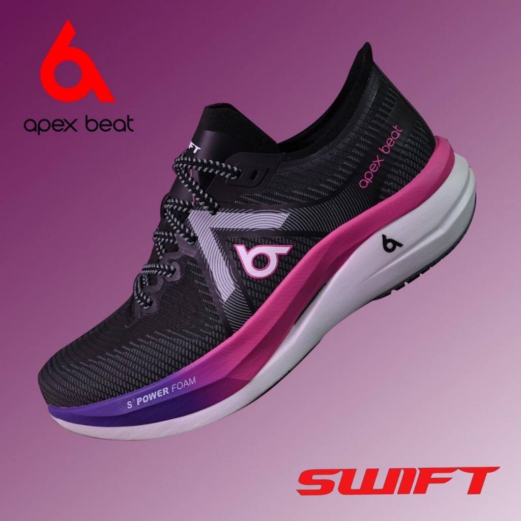 APEX BEAT SWIFT Carbon Fiber Black Violet รองเท้าวิ่ง (APBF-1102-03-ดำ)