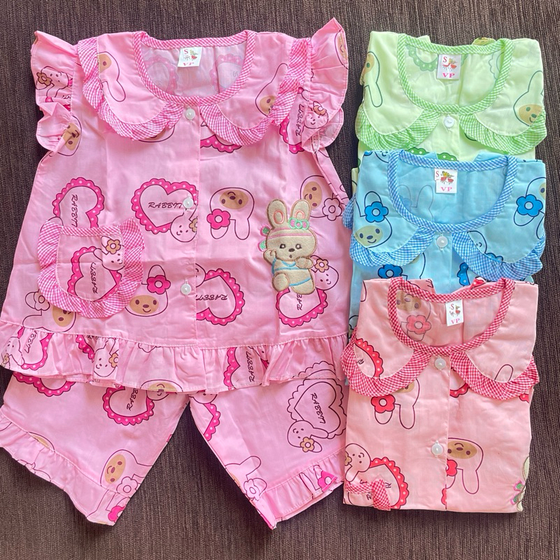 พร้อมส่ง ชุดนอนเด็กน่ารักลายชัดสีสดใส