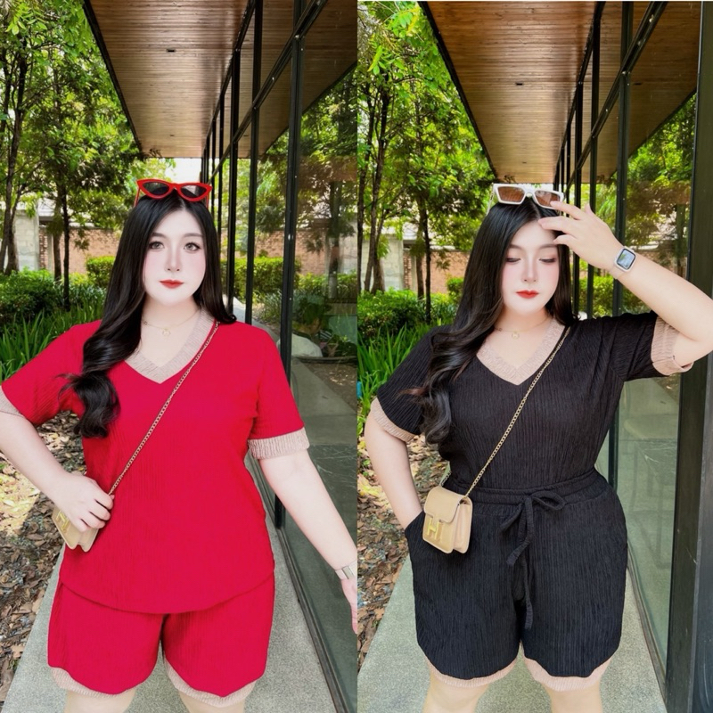 ชุดเซ็ตขาสั้นสาวอวบอ้วนใส่ชิวๆอก50
