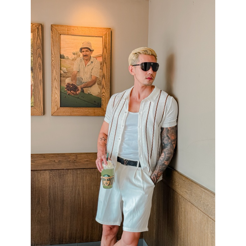 ROBMAN เสื้อตาข่ายผู้ชาย Summer Collection เสื้อผู้ชายเกาหลี ผู้ชายสายฝอ RM5002 สำหรับผู้ชายเท่ๆ