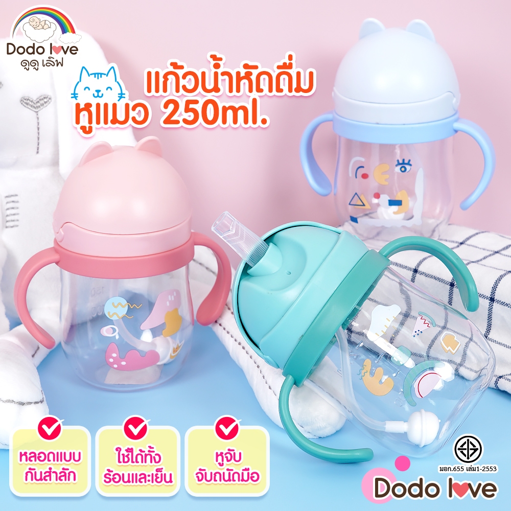แก้วน้ำหัดดื่ม แก้วหัดดื่มกันสำลัก ขวดน้ำเด็ก 250ml.