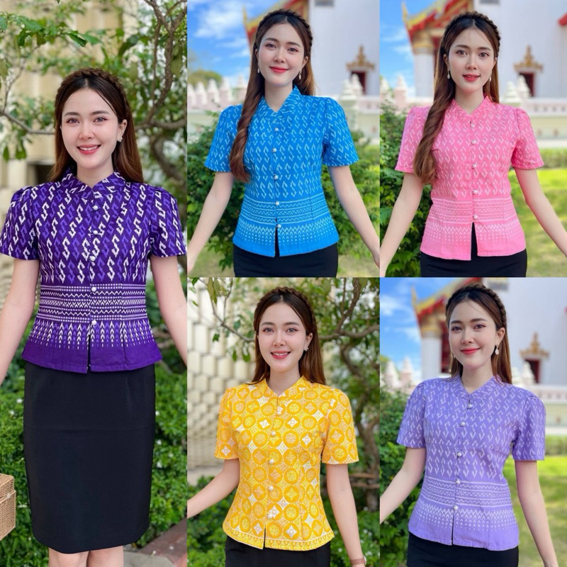 เสื้อผ้าฝ้ายหมักโคลนพิมพ์ลายแต่งคอจีนทรงสวย