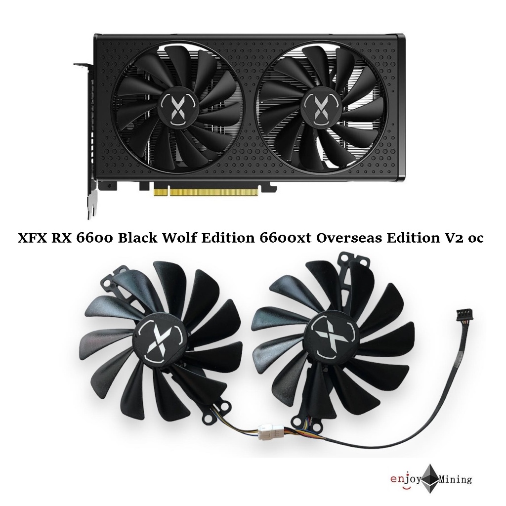 พัดลมการ์ดจอ XFX RX 6600 Black Wolf Edition 6600xt Overseas Edition V2 oc 6650xt  silent fan