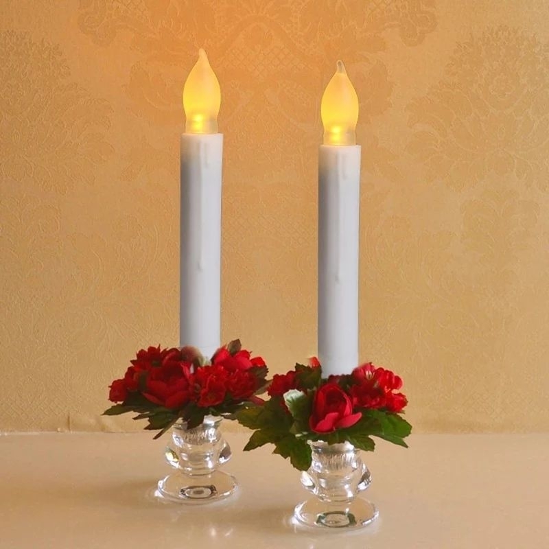 เทียนไฟฟ้า ใช้ถ่านขนาด 2a จำนวน 2 ก้อน ไม่มีควันไม่มีน้ำตาเทียน  led candle ไม่ร้อน ไม่ควัน เวียนประทักษิณ ประดับตกแต่ง