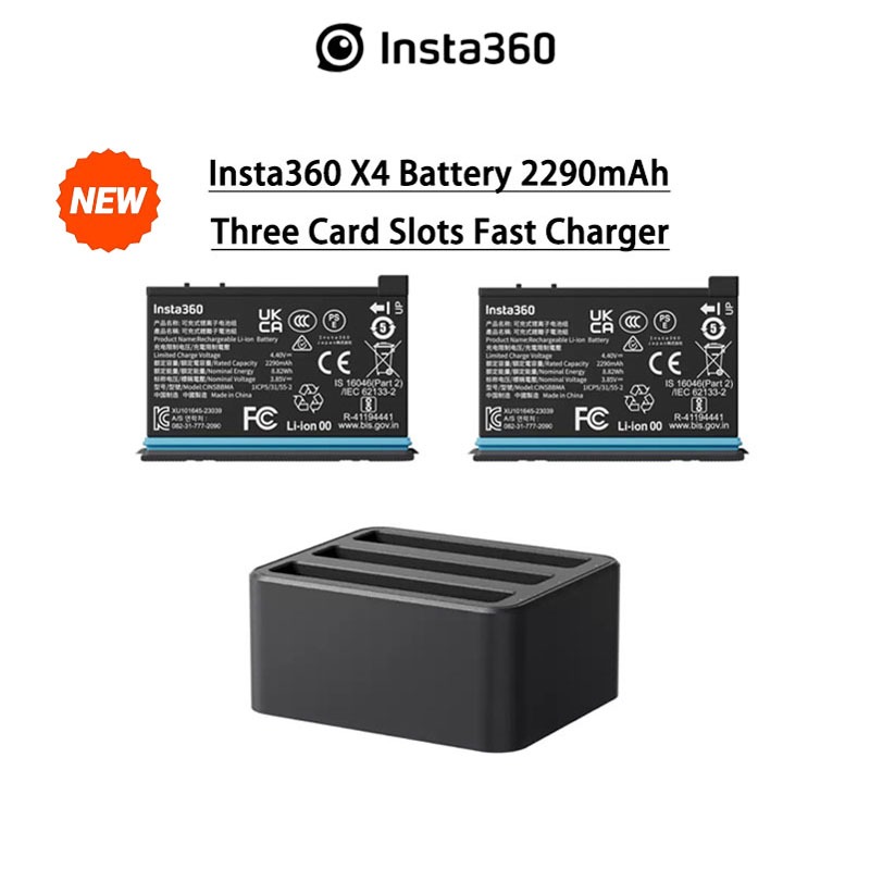 【Original】 insta360 X4 battery 2290mAh + three-card slot fast charging box insta360 X4 action camera accessories