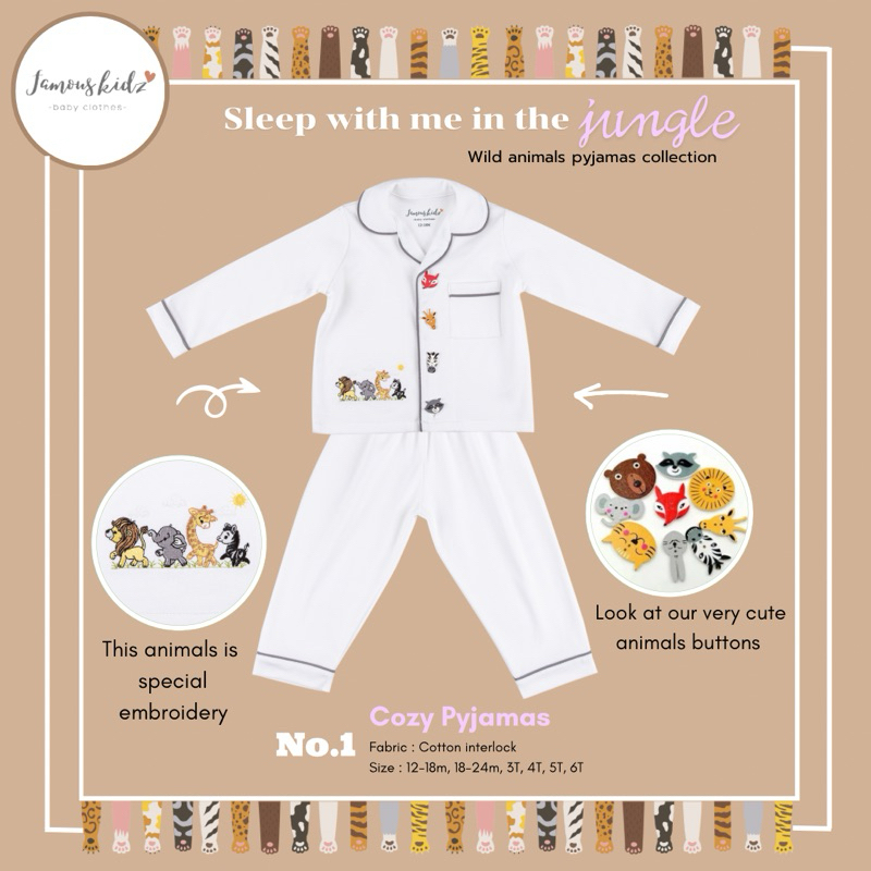 (พร้อมส่ง) ชุดนอนเด็ก No.1 White Color