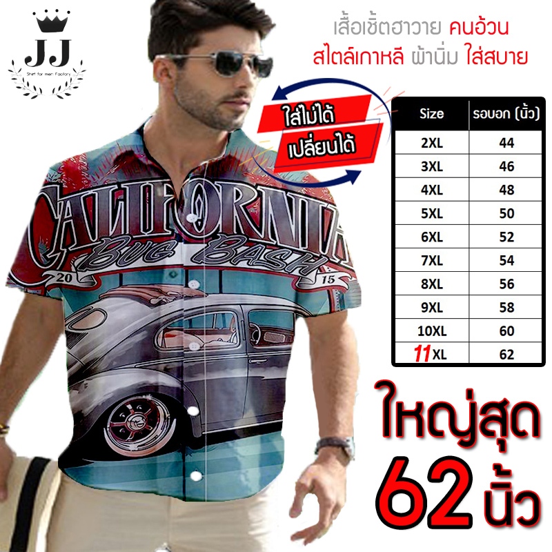 มาใหม่ เสื้อเชิ้ตฮาวาย คนอ้วน สไตล์เกาหลี วินเทจ มาแรง ไซส์ อกใหญ่สุด 62 นิ้ว ผ้านิ่ม ใส่สบาย ไม่ร้อน ไม่คัน พร้อมส่ง!!