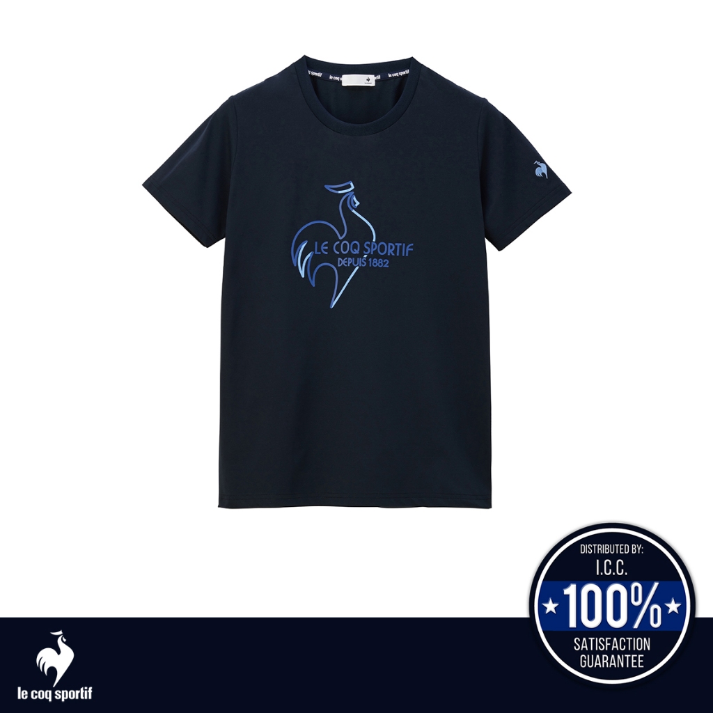 le coq sportif เสื้อเทรนนิ่ง ออกกำลังกาย ผู้หญิง สีกรม (T-shirt, เสื้อยืด, เสื้อออกกำลังกาย, lecoq)