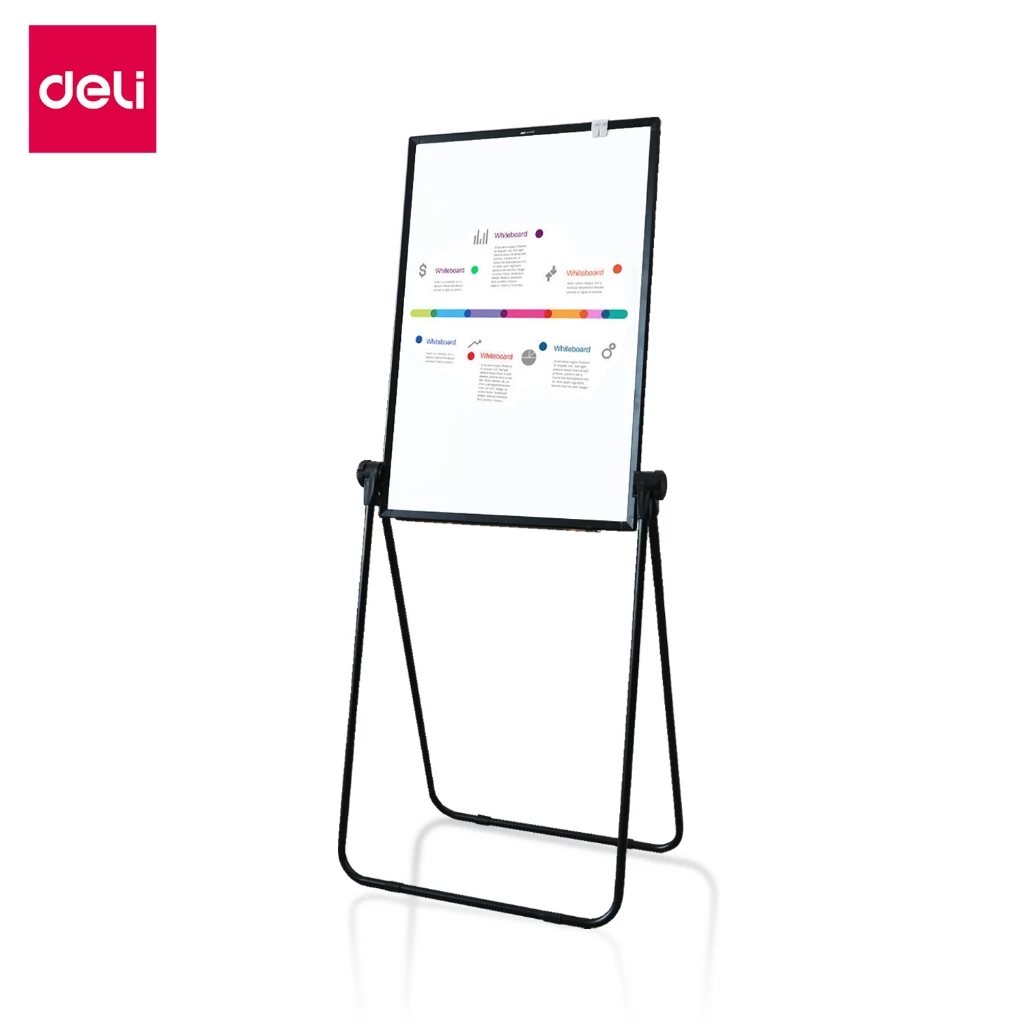 [ของขวัญฟรี] Deli กระดานฟลิปชาร์ท กระดานไวท์บอร์ด แม่เหล็ก 2ด้าน พกพาสะดวก Whiteboard Flipchart