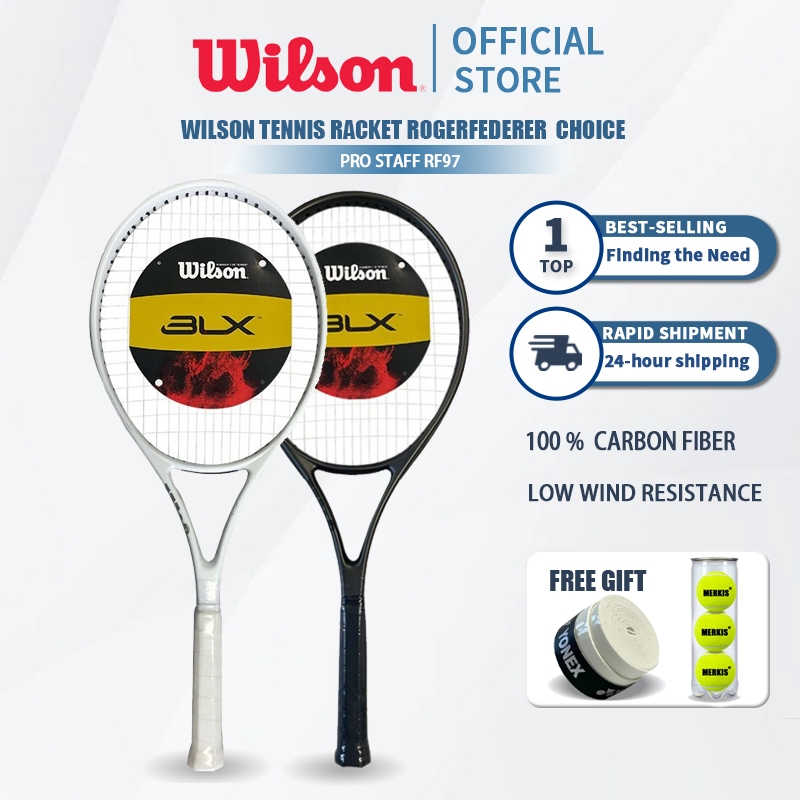 Wilson ไม้เทนนิส Pro Rod RF97 เต็มคาร์บอนมืออาชีพการฝึกอบรมและสตริงแร็กเกตแข่ง