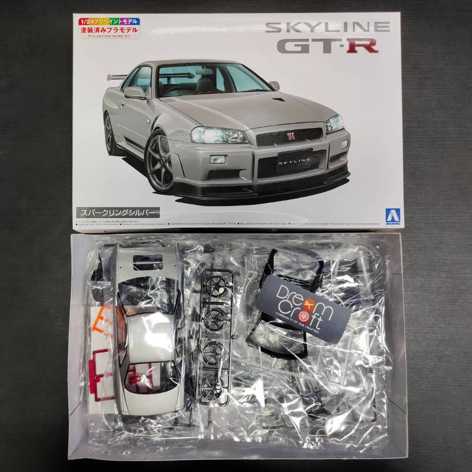 AOSHIMA PP03D 1/24 NISSAN BNR34 SKYLINE GT-R V-spec Ⅱ '00 Sparkling Silver (โมเดลรถยนต์ Model DreamC