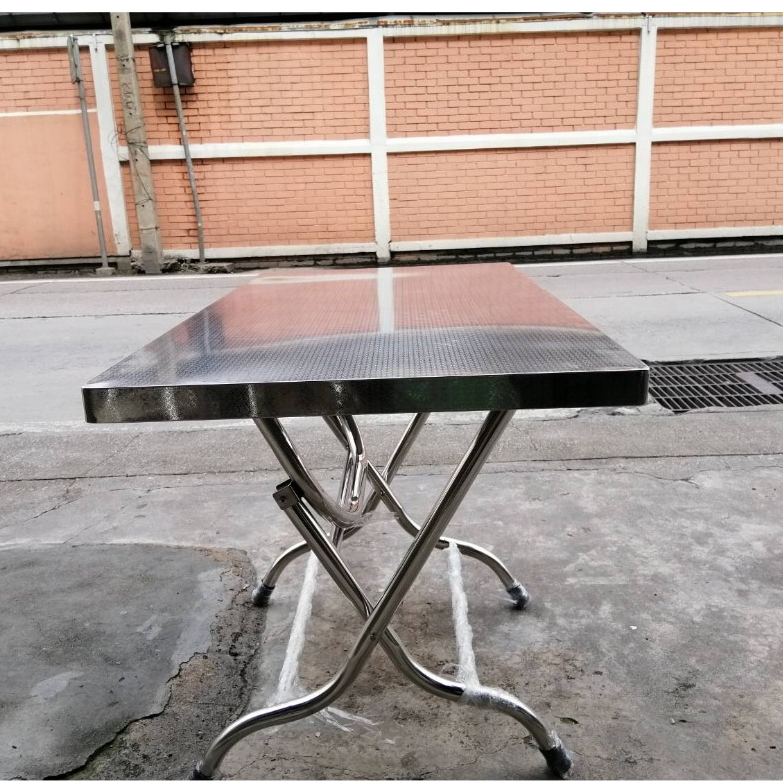 โต๊ะสแตนเลส 304 โต๊ะสแตนเลสพับได้  เกรด 304แท้  ขนาด 65x113x76cm