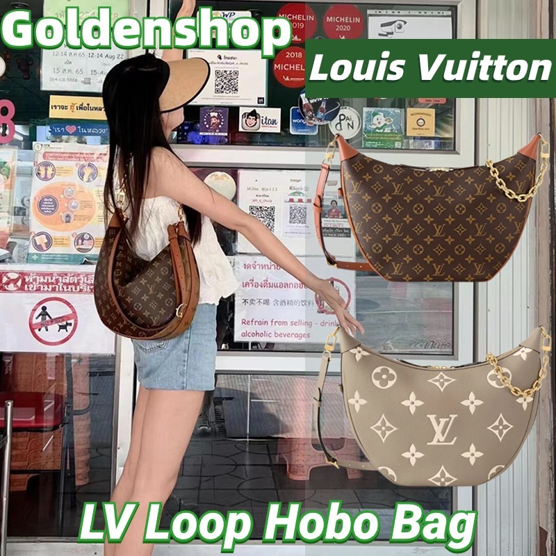 🍒หลุยส์วิตตอง Louis Vuitton Loop Hobo Bag Monogram Canvas🍒LV กระเป๋าสะพายเดี่ยว