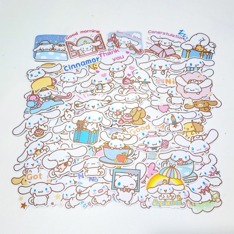 สติ๊กเกอร์ Cinnamoroll ชินนาม่อนโรล แบบกระดาษเคลือบ ติดแน่น (60 ชิ้น) sanrio sticker