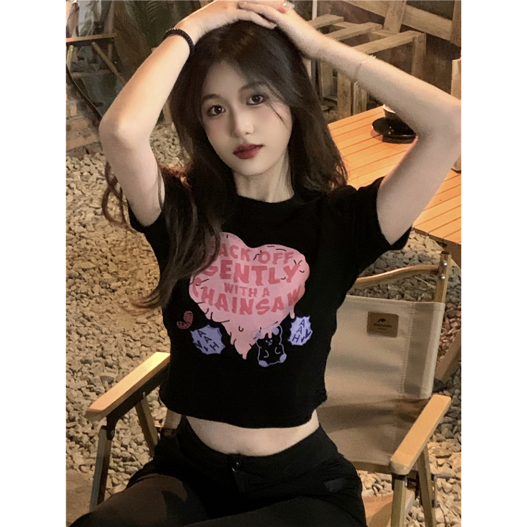 MC168 เสื้อครอป เสื้อครอปสั้น เสื้อ y2k T-shirt ส่งตรงเวลา