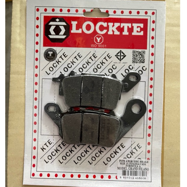 ผ้าดิสเบรคหน้า YAMAHA GRAND FILANO,FINO 125,FINN,Q BIX,EXCITER,AEROX,N MAX แบรนด์ LOCKTE