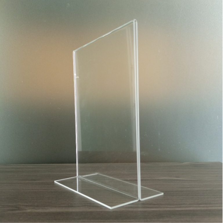 ป้ายอะคริลิคตั้งโต๊ะ A5 แนวตั้ง 21.5x15 cm อะคริลิคใส โชว์ 2 ด้าน ทรง T